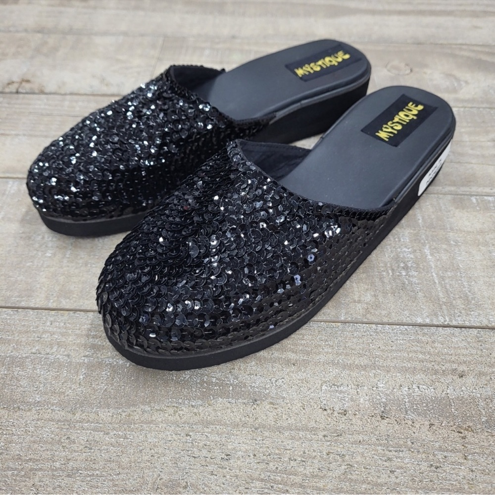 MYSTIQUE BOUTIQUE | Embellished Slip Ons in Black